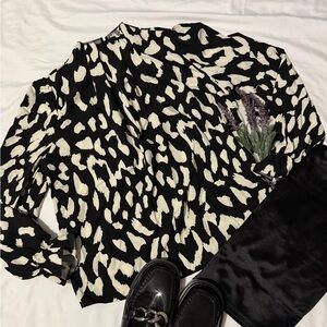 SHEIN Black and White Women's Blouse